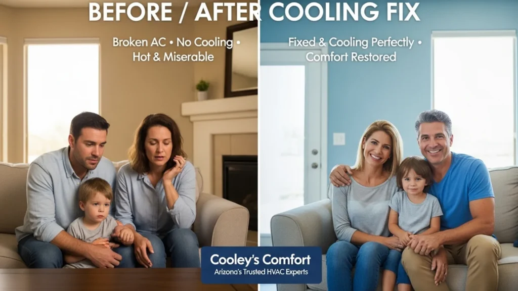 Before and after AC repair cooling performance
