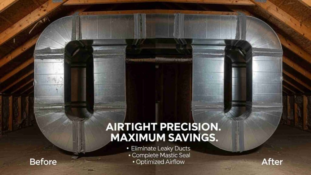 HVAC ductwork retrofit before and after