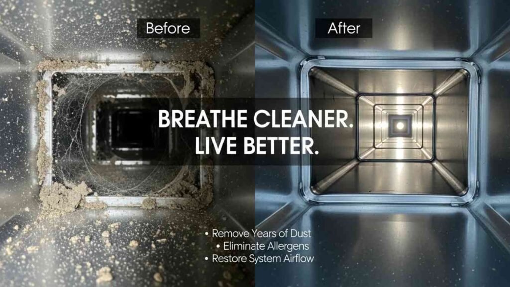 before and after air duct cleaning in Arizona home