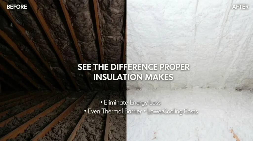 attic insulation before and after upgrade in Arizona home
