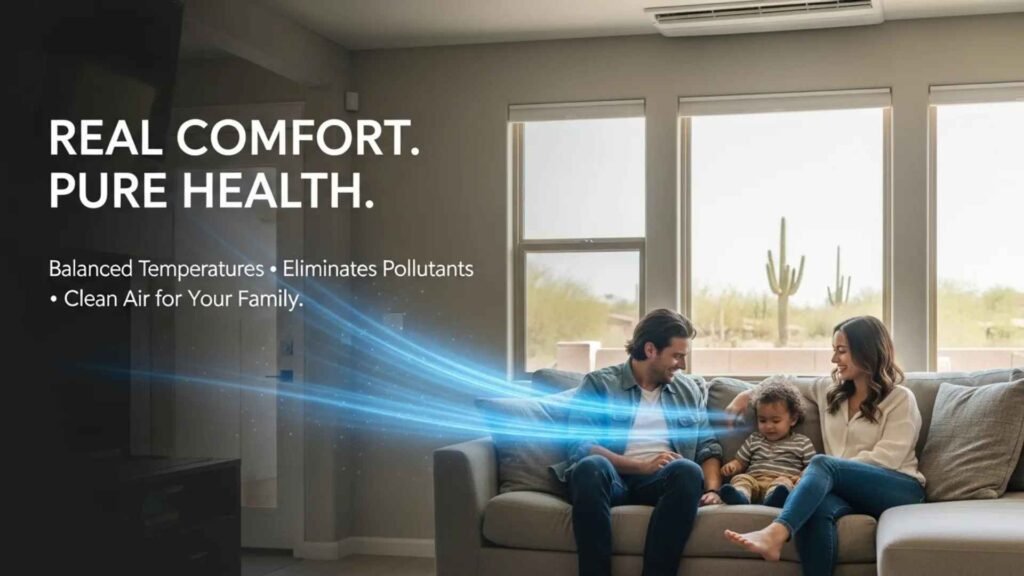 healthy family enjoying clean indoor air after duct cleaning