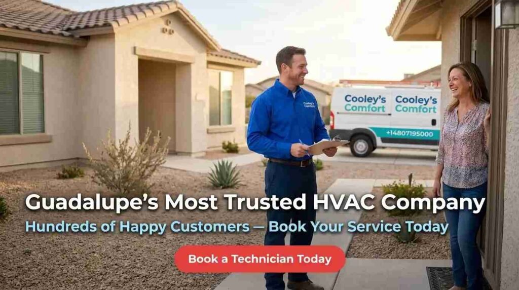 satisfied homeowner after HVAC service in Guadalupe AZ
