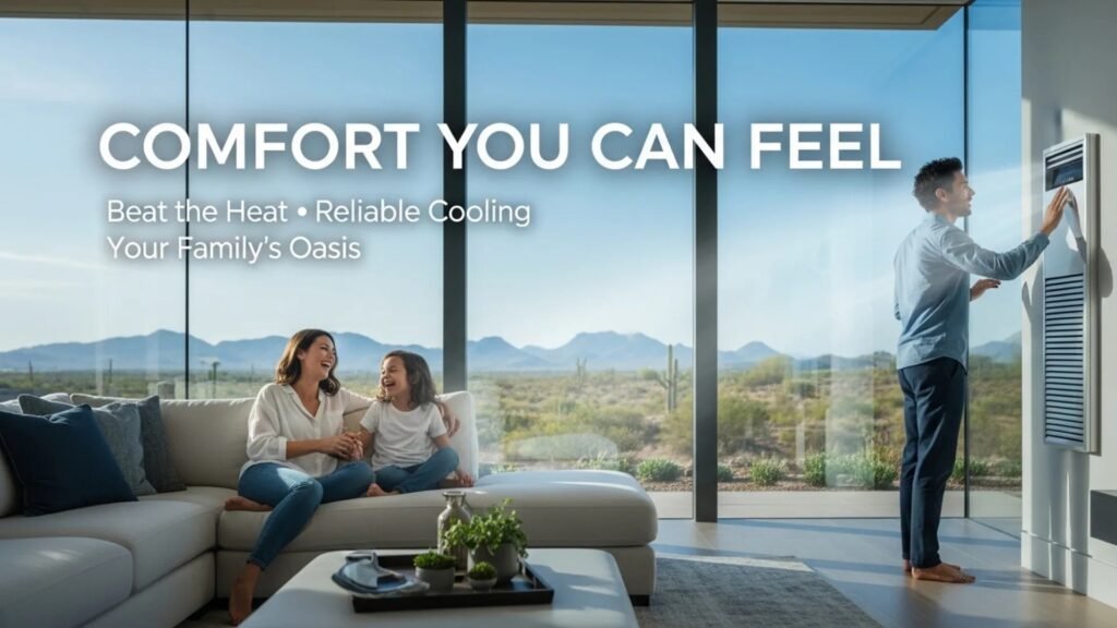 family enjoying cool home after HVAC replacement Arizona