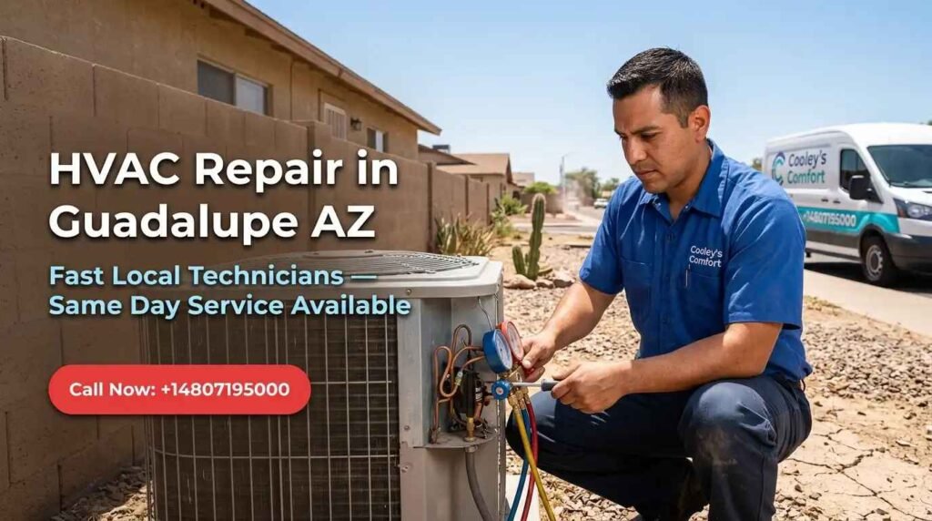 HVAC repair technician working in Guadalupe AZ