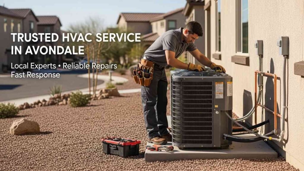 HVAC technician servicing AC unit in Avondale AZ home