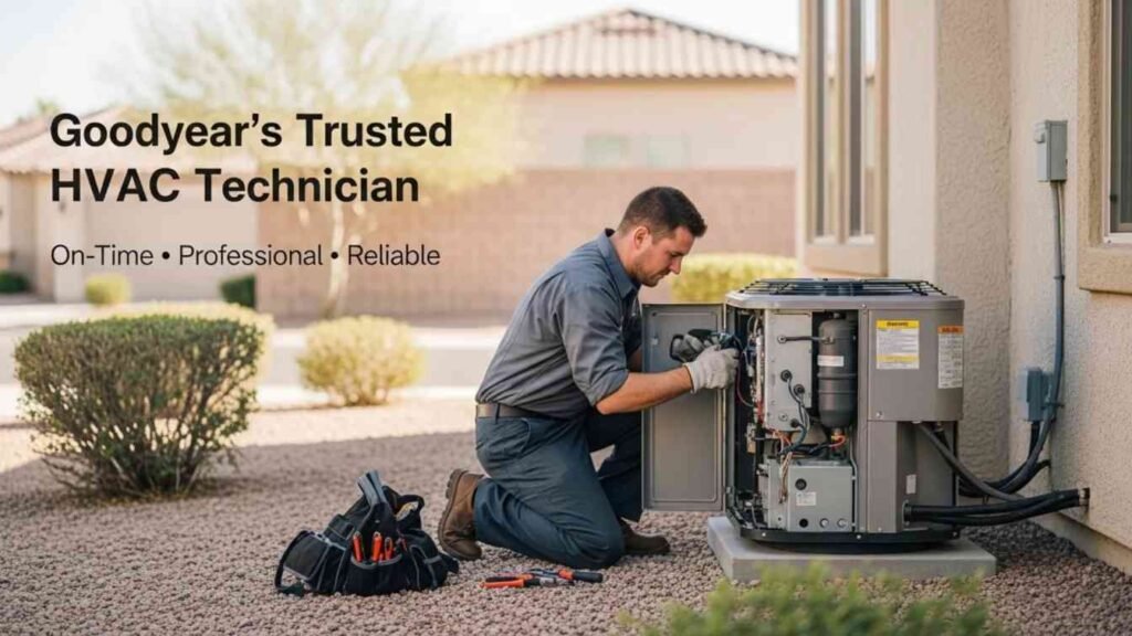 HVAC technician servicing home in Goodyear AZ