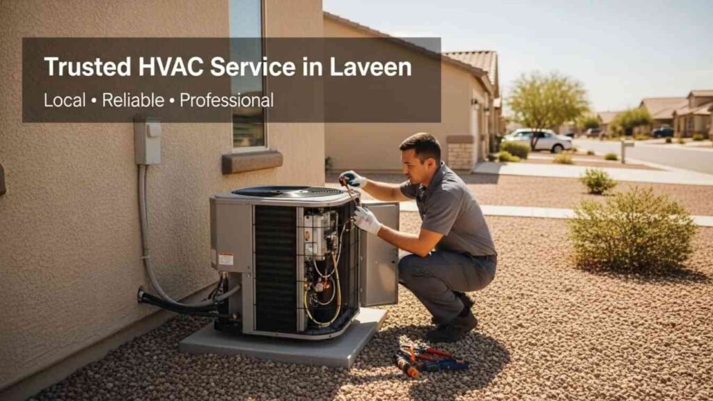 HVAC technician servicing home in Laveen AZ
