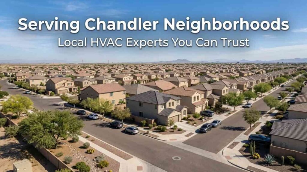 HVAC technician repairing air conditioner in Chandler AZ home