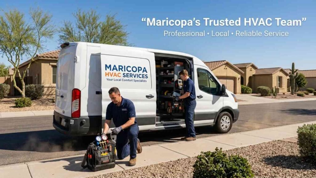HVAC company team providing service in Maricopa AZ