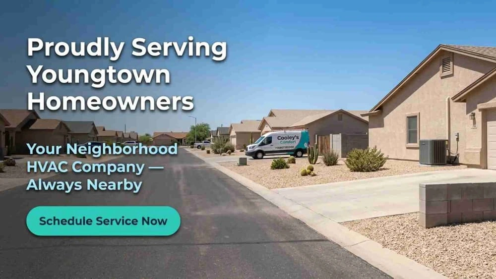 HVAC service technician helping homeowner in Youngtown AZ
