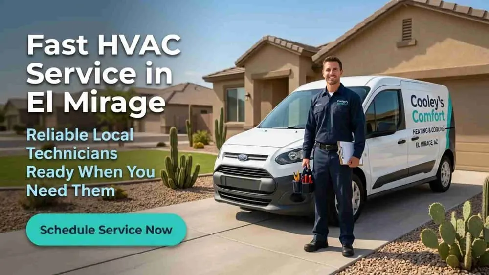 HVAC service technician arriving at El Mirage Arizona home for repair